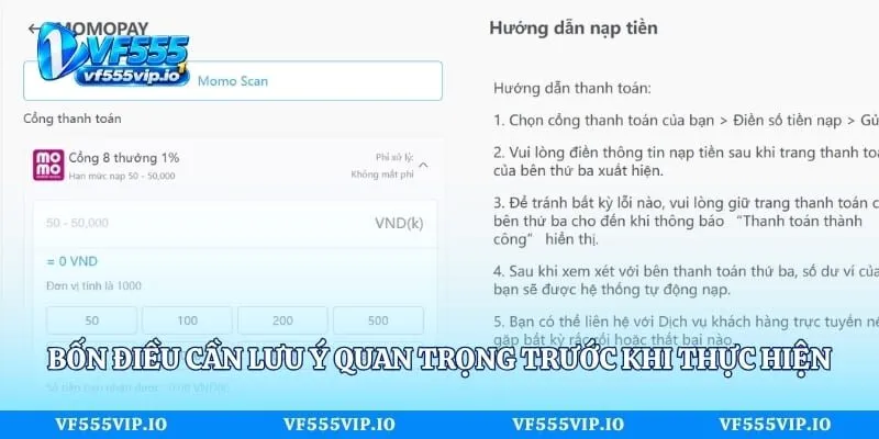 Nạp Tiền Vf555 - Hướng Dẫn Giao Dịch Chi Tiết, Dễ Thực Hiện Bốn điều cần lưu ý quan trọng trước khi thực hiện nạp tiền