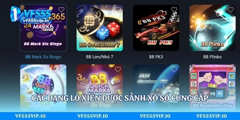 Các dạng lô xiên được sảnh xổ số cung cấp