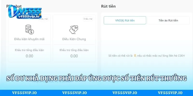Rút Tiền Vf555 - Quy Trình Giao Dịch Chỉ Với 3 Bước Cực Dễ Số dư khả dụng phải đáp ứng được số tiền rút thưởng